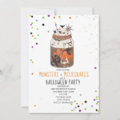 Monsters en Milkshakes Halloween Party Kaart (Voorkant)