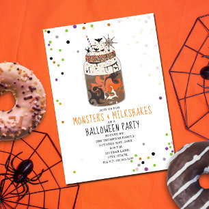 Monsters en Milkshakes Halloween Party Kaart