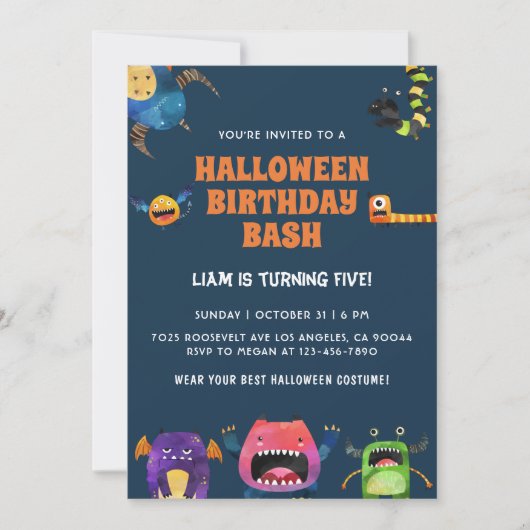 Monsters Halloween Anniversaire Invitation (Devant)