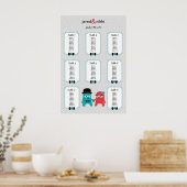 Monsters in Love Wedding Table Plan Poster (Keuken)