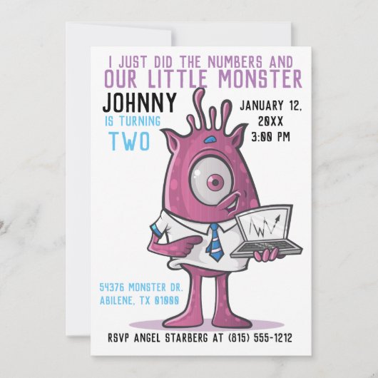 Monsters Invitations de fête d'anniversaire Monste (Devant)