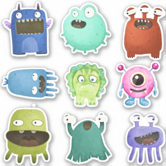 Monsters kinder sticker verpakking (Voorkant)