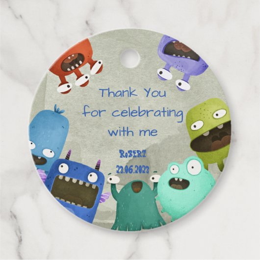 Monsters kinderen Birthday bedankt Bedankjes Labels (Voorkant)