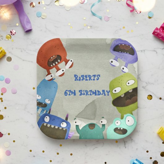 Monsters kinderen Birthday Papieren Bordje