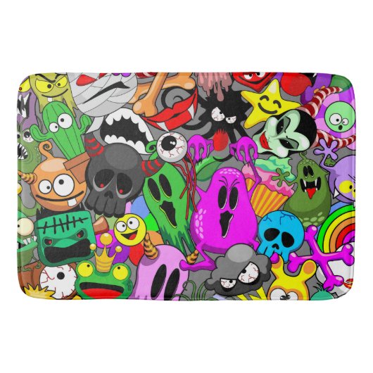 Monsters Leuke Karakters Halloween Patroon Badmat (Voorkant)
