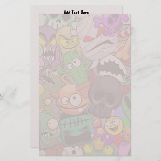 Monsters Leuke Karakters Halloween Patroon Briefpapier (Voorkant / Achterkant)