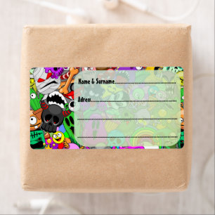 Monsters Leuke Karakters Halloween Patroon Etiket