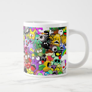 Monsters Leuke Karakters Halloween Patroon Extra Grote Beker