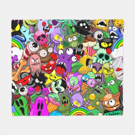 Monsters Leuke Karakters Halloween Patroon Fleece Deken (Voorkant (Horizontaal))