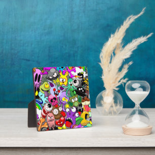 Monsters Leuke Karakters Halloween Patroon Fotoplaat