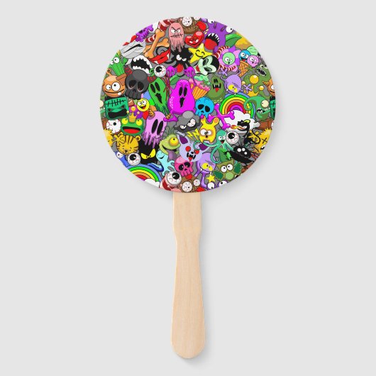 Monsters Leuke Karakters Halloween Patroon Handwaaier (Voorkant)