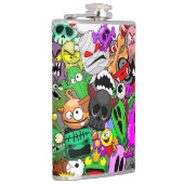 Monsters Leuke Karakters Halloween Patroon Heupfles (Rechts)