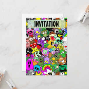 Monsters Leuke Karakters Halloween Patroon Kaart