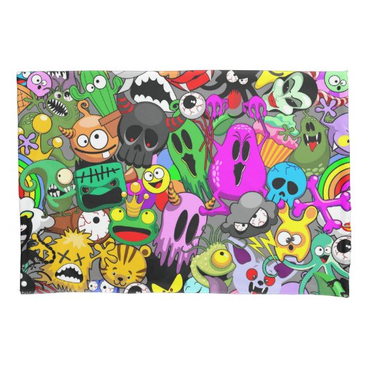 Monsters Leuke Karakters Halloween Patroon Kussensloop (Voorkant)