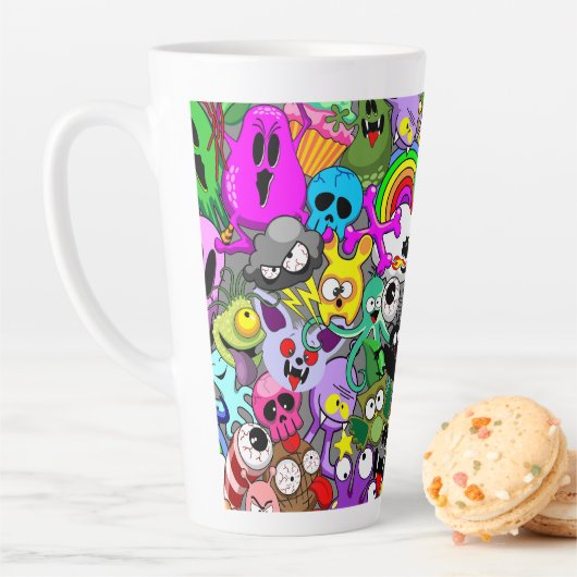 Monsters Leuke Karakters Halloween Patroon Latte Mok (In situ)