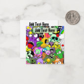 Monsters Leuke Karakters Halloween Patroon Notitiekaartje (Voorkant / Achterkant in situ)