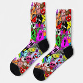 Monsters Leuke Karakters Halloween Patroon Sokken (Links)