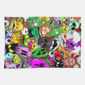 Monsters Leuke Karakters Halloween Patroon Theedoek (Horizontaal)