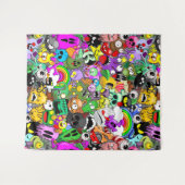 Monsters Leuke Karakters Halloween Patroon Wandkleed (Voorkant (horizontaal))