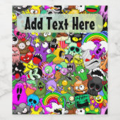 Monsters Leuke Karakters Halloween Patroon Wijn Etiket (Enkel label)