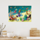 Monsters op het strand poster (Keuken)