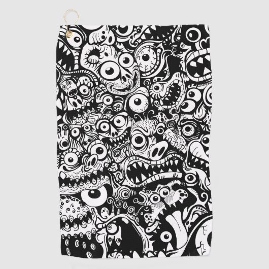 monsters patroon lelijk abstract spooky eng grieze golfhanddoek (Voorkant)