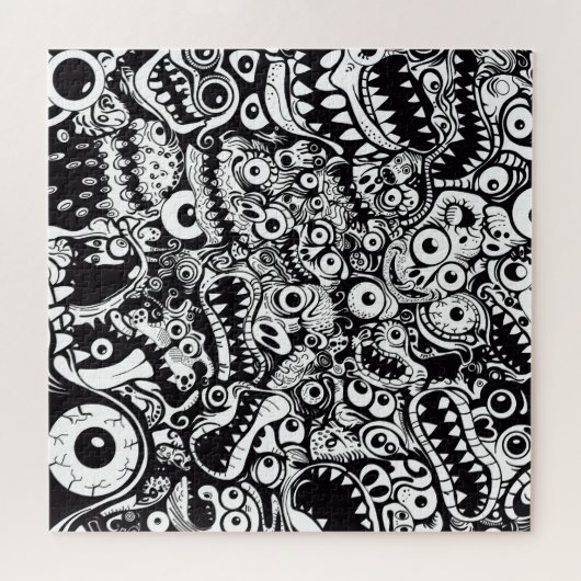 monsters patroon lelijk abstract spooky eng grieze legpuzzel (Horizontaal)