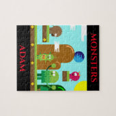 Monsters puzzel met de naam van het kind. (Horizontaal)