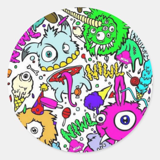 monsters ronde sticker (Voorkant)