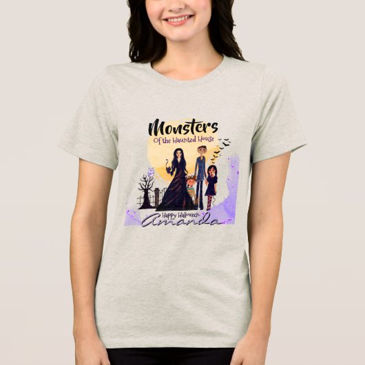 Monsters van het spookhuis Tri-Blend shirt (Voorkant)