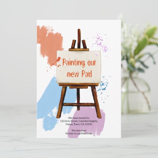 Monsters van kleurrijke verf | Artiest Easel Funny Aankondiging (Staand voorkant)