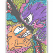 Monsters vechten tegen vinyl sticker (Voorkant)