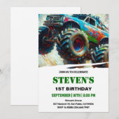 monstertruck 1e verjaardag kaart (Voorkant / Achterkant)