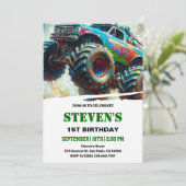 monstertruck 1e verjaardag kaart (Staand voorkant)