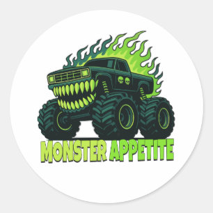 Monstertruck Horror Vlam Ronde Sticker