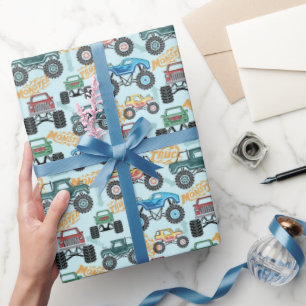 Monstertruck Inpakpapier, Groot Wiel Truck Cadeau Cadeaupapier