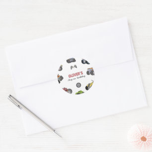 Monstertruck, jongen verjaardagsfeestje elke leeft ronde sticker