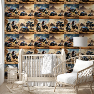Monstertrucks en motorfietsen, behang