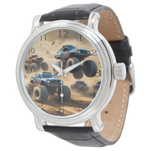 Monstertrucks racen in de woestijn, horloge