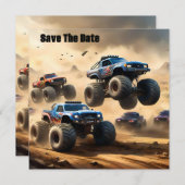 Monstertrucks racen in de woestijn, save the date (Voorkant / Achterkant)