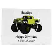 Monstervrachtwagen cartoon illustratie groot cadeauzakje (Achterkant)