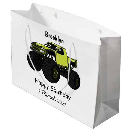 Monstervrachtwagen cartoon illustratie groot cadeauzakje (Achterkant Gekanteld)