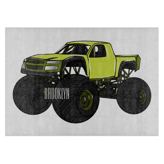 Monstervrachtwagen cartoon illustratie snijplank (Voorkant)