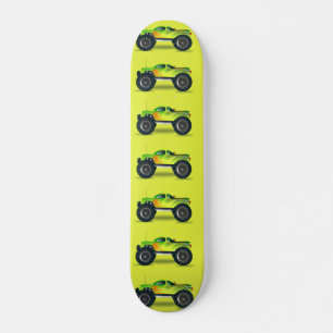 Monstervrachtwagen op kalkgroen skateboard