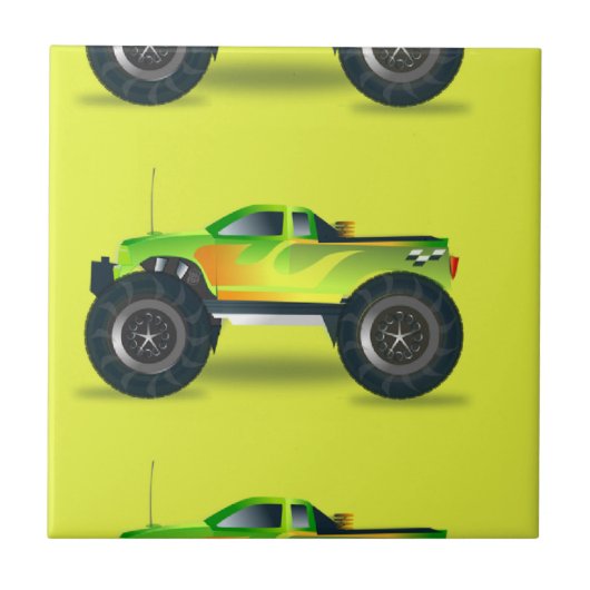 Monstervrachtwagen op kalkgroen tegeltje (Voorkant)