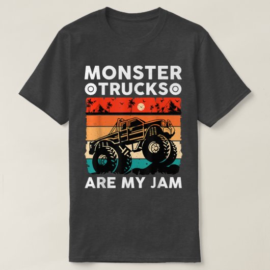  monsterwagen is mijn jam Retro Sunset Cool T-shirt (Design voorkant)