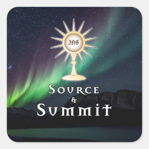 Monstrance Source & Summit Aurora Borealis Vierkante Sticker