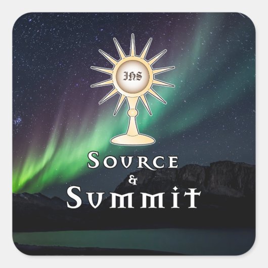 Monstrance Source & Summit Aurora Borealis Vierkante Sticker (Voorkant)