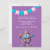 Monstre coloré Sept ans Anniversaire Invitation (Dos)
