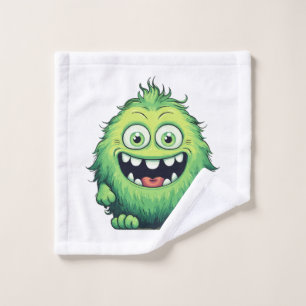 Monstre de dessin animé vert mignon souriant